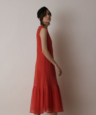GRACE CONTINENTAL メッシュロングワンピース レッド