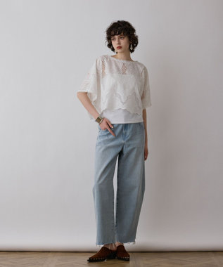 GRACE CONTINENTAL 刺繍ポンチョトップ ホワイト