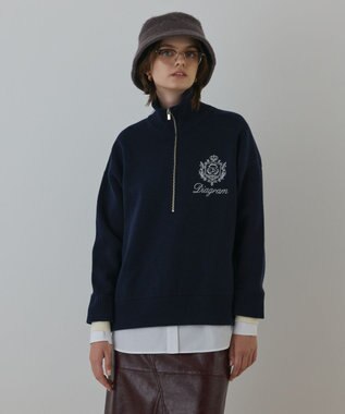 GRACE CONTINENTAL ハーフジップニットトップ ネイビー