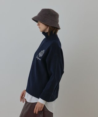 GRACE CONTINENTAL ハーフジップニットトップ ネイビー