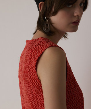 GRACE CONTINENTAL メッシュロングワンピース レッド