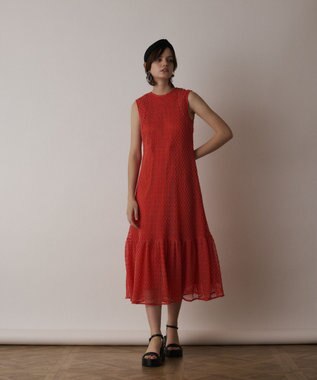 GRACE CONTINENTAL メッシュロングワンピース レッド