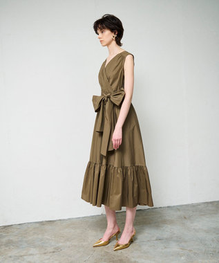 GRACE CONTINENTAL ライトタフタドレス カーキ