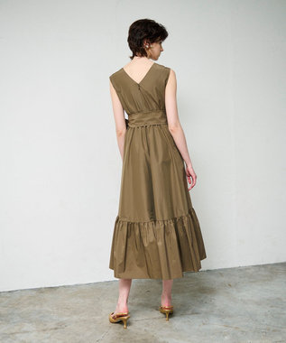 GRACE CONTINENTAL ライトタフタドレス カーキ