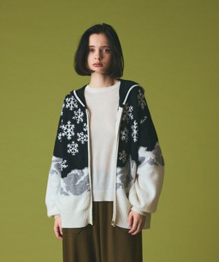 GRACE CONTINENTAL スノージャガードニットフーディ ブラック