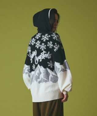 GRACE CONTINENTAL スノージャガードニットフーディ ブラック