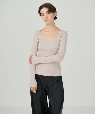 GRACE CONTINENTAL リブニットトップ ベージュ