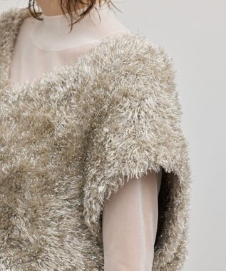 GRACE CONTINENTAL ラメフェザーベスト ベージュ