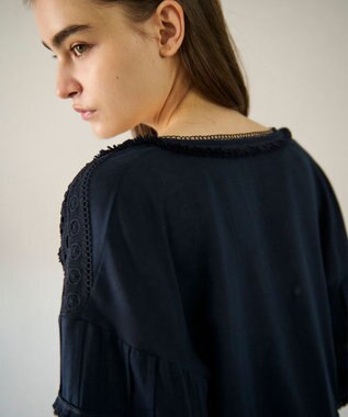 GRACE CONTINENTAL レースパッチブラウス ネイビー
