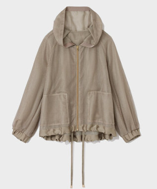 GRACE CONTINENTAL マクラメメッシュフーディー カーキ