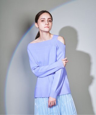 アシメトリーニットトップ, ラベンダー, 36