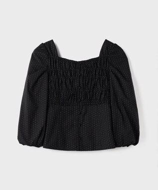 GRACE CONTINENTAL ラメドットタフタジャガードトップ ブラック