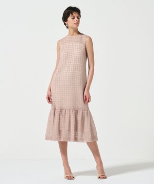 GRACE CONTINENTAL チュールチェックワンピース ベージュ