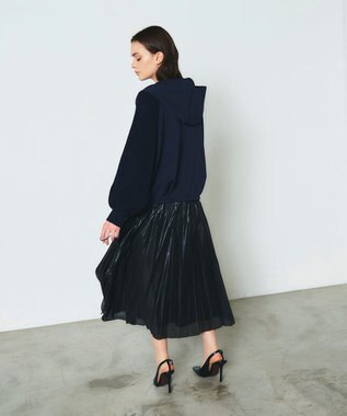 GRACE CONTINENTAL ニットコンビパーカー ネイビー