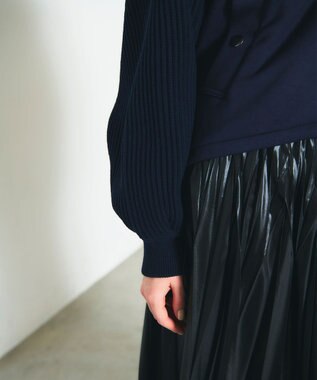 GRACE CONTINENTAL ニットコンビパーカー ネイビー