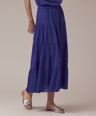 GRACE CONTINENTAL プリーツティアードスカート ブルー