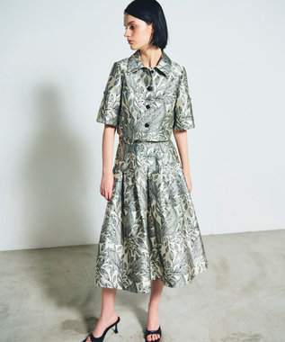 GRACE CONTINENTAL ボタニカルジャガードスカート キナリ