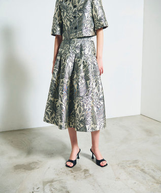 GRACE CONTINENTAL ボタニカルジャガードスカート キナリ