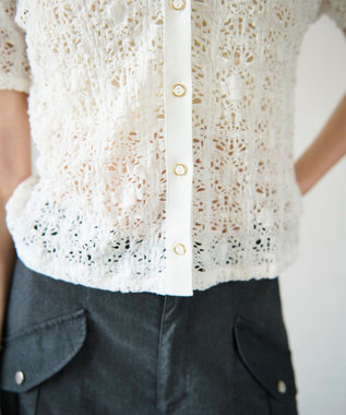 GRACE CONTINENTAL レースカットスキッパートップ ホワイト