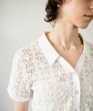 GRACE CONTINENTAL レースカットスキッパートップ ホワイト