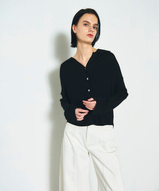 GRACE CONTINENTAL スラブリブシャツニットトップ ブラック