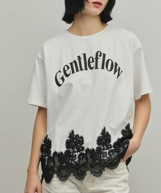 GRACE CONTINENTAL レースヘムロゴTシャツ ホワイト