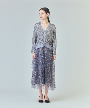 GRACE CONTINENTAL スパンコールニットカーディガン グレー