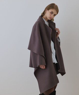 GRACE CONTINENTAL ストール付リバージップブルゾン チャコール