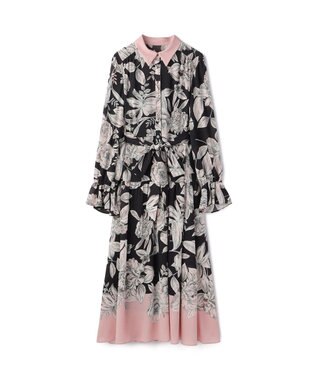 GRACE CONTINENTAL ボタニカルドレープワンピース ブラック