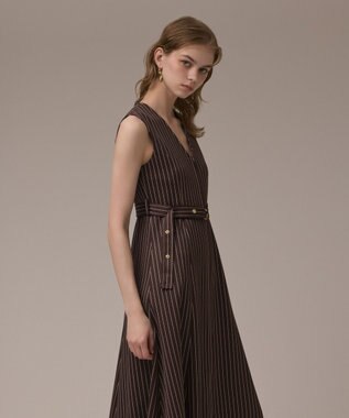 GRACE CONTINENTAL ストライプジャージワンピース ブラウン