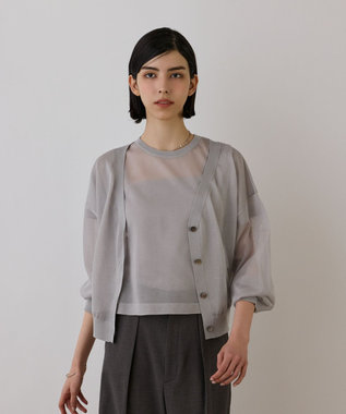 GRACE CONTINENTAL ブライトシアーニットカーディガン グレー