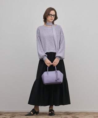 GRACE CONTINENTAL メッシュオーバーニットトップ ラベンダー