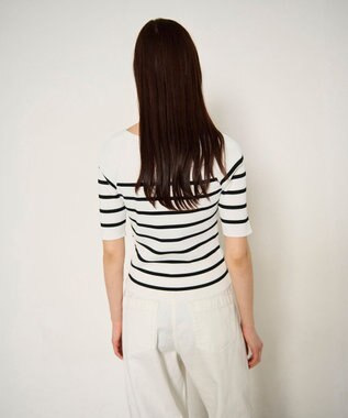 GRACE CONTINENTAL ハーフスリーブニットトップ バイカラー