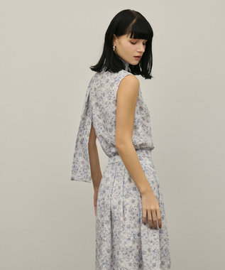 GRACE CONTINENTAL シアーフラワープリントジャガードブラウス グレー