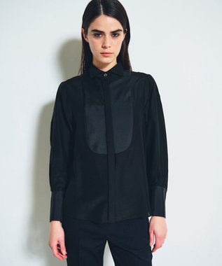 GRACE CONTINENTAL シルクコンビドレスシャツ ブラック
