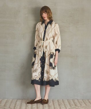 GRACE CONTINENTAL スカーフプリントシャツワンピース