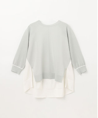 GRACE CONTINENTAL バイカラークルーニットトップ グレー