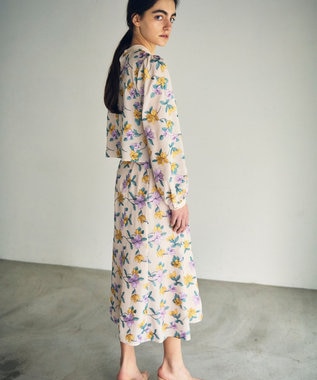 GRACE CONTINENTAL フラワー刺繍フレアスカート キナリ