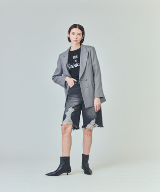 GRACE CONTINENTAL クラッシュハーフパンツ ブラック