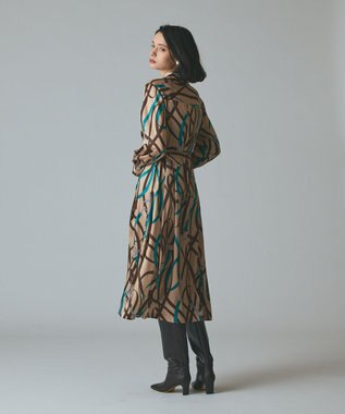 GRACE CONTINENTAL ベルトプリントシャツドレス ベージュ