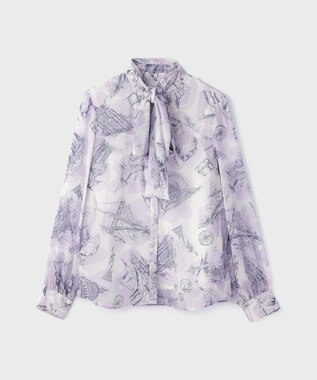 GRACE CONTINENTAL スカ－フタイブラウス ラベンダー