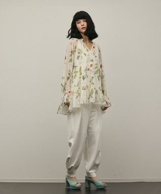 GRACE CONTINENTAL ボタニカルプリントチュニックトップ キナリ