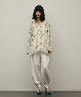 GRACE CONTINENTAL ボタニカルプリントチュニックトップ キナリ