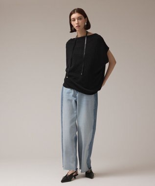 GRACE CONTINENTAL ラメドレープカットトップ ブラック