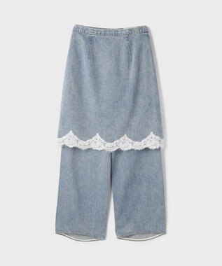 GRACE CONTINENTAL レーススカートレイヤードデニム サックス