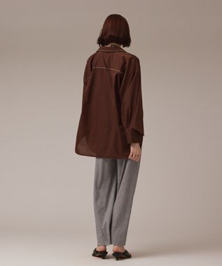 GRACE CONTINENTAL メタルホットフィットシャツ ブラウン