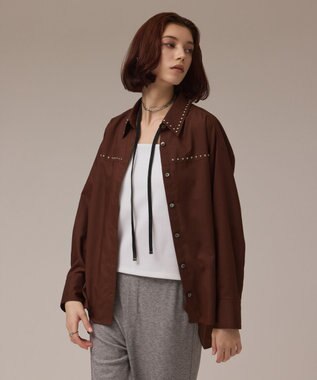 GRACE CONTINENTAL メタルホットフィットシャツ ブラウン