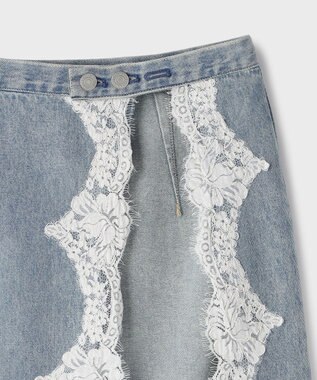 GRACE CONTINENTAL レーススカートレイヤードデニム サックス