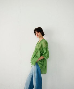 GRACE CONTINENTAL ギャザーカフタントップ グリーン