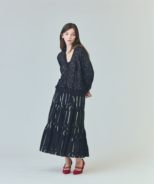 GRACE CONTINENTAL ラメジャガードサテンスカート ブラック